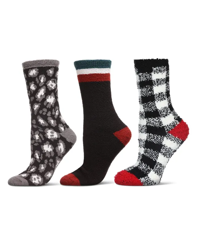 3 Pair Women's Ultra-Plush Novelty Cozy Crew Socks sold by MeMoi