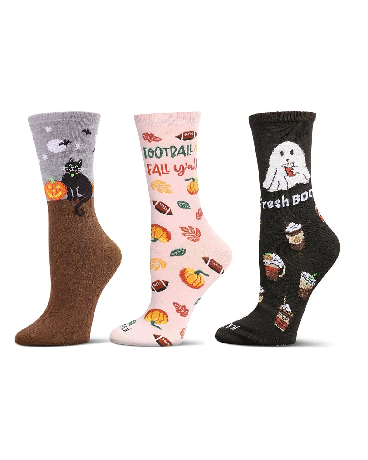 3 Pair Women's Halloween Pumpkin Novelty Crew Socks sold by MeMoi