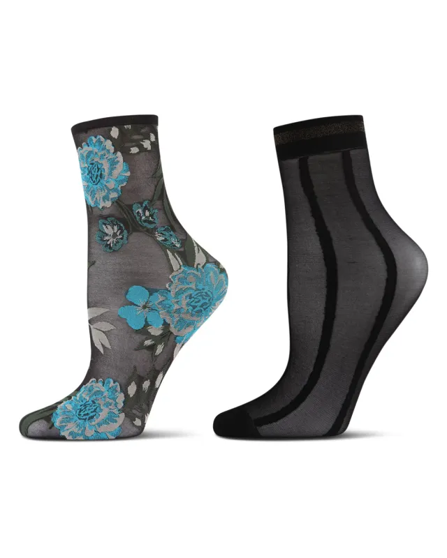 2 Pair Women's Sheer Fashion Ankle Socks sold by MeMoi