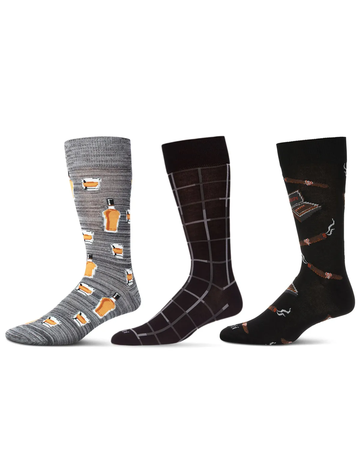 3 Pair Men's "Drinks and Cigars" Rayon-Blend Novelty Crew Socks sold by MeMoi