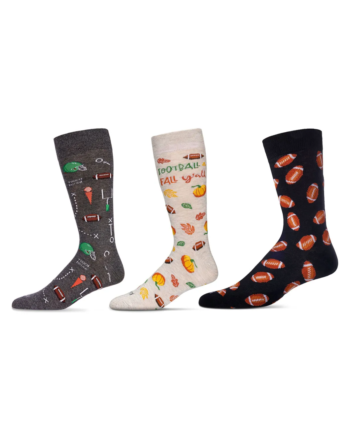3 Pair Men's Sports-Themed Rayon-Blend Novelty Crew Socks sold by MeMoi product image thumbnail 2