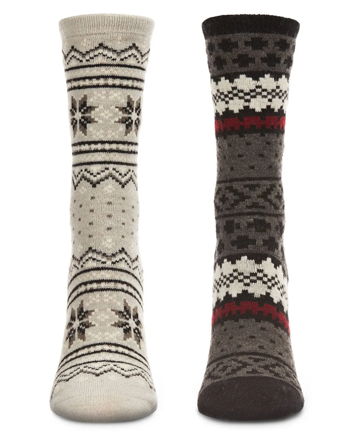2 Pair Women's Fairisle Cashmere Blend Fine-Gauge Crew Socks sold by MeMoi product image thumbnail 3