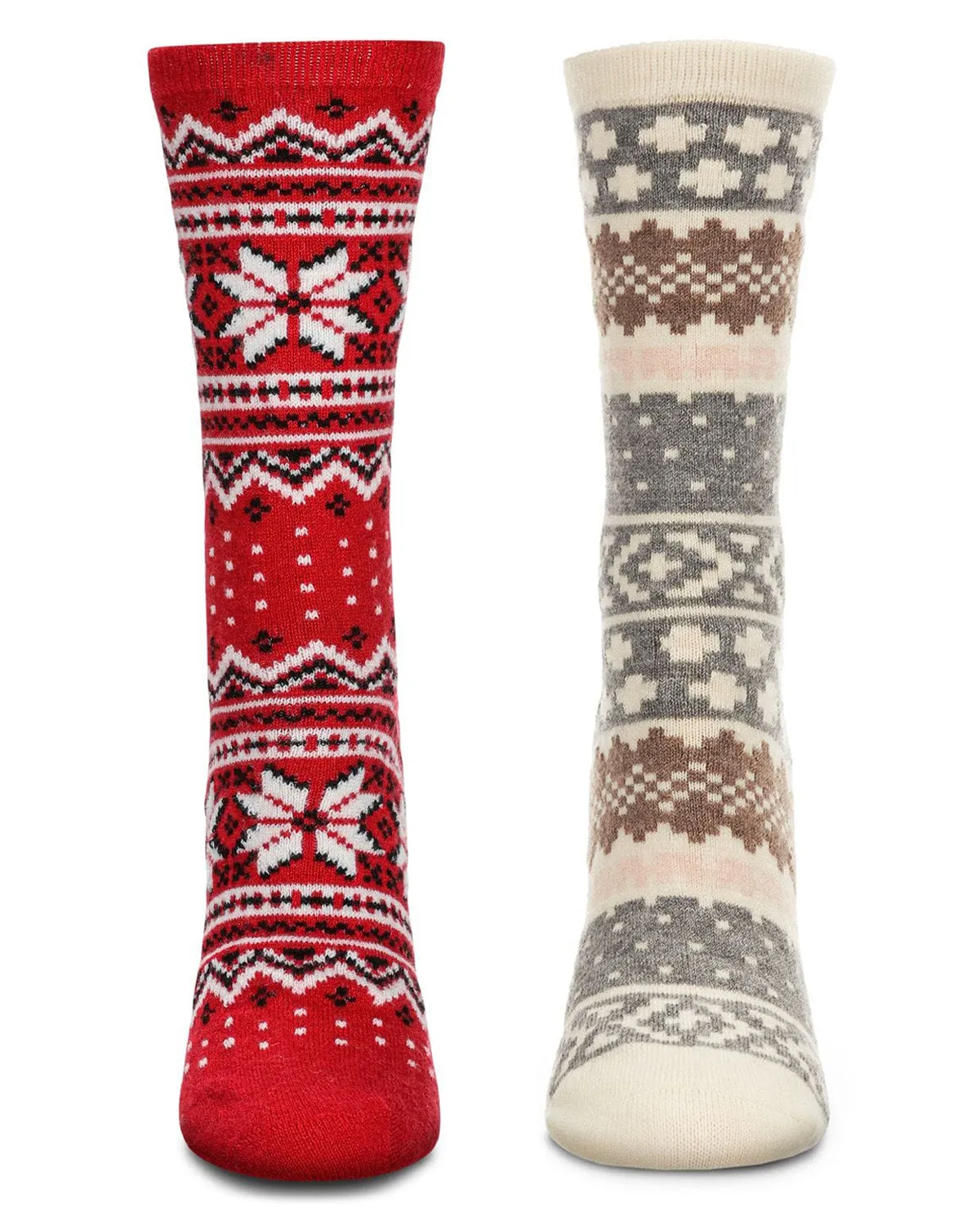 2 Pair Women's Fairisle Cashmere Blend Fine-Gauge Crew Socks sold by MeMoi product image thumbnail 4