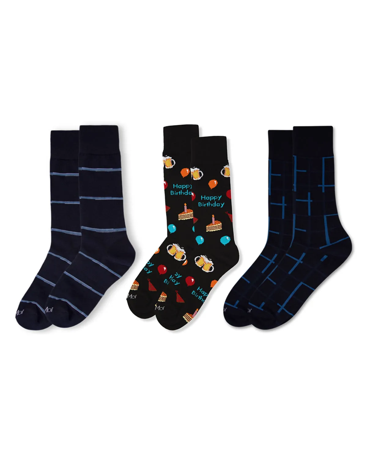 Men's 3 Pair Pack Novelty Happy Birthday Crew Socks sold by MeMoi product image thumbnail 3