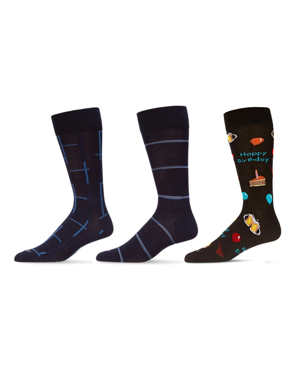 Men's 3 Pair Pack Novelty Happy Birthday Crew Socks sold by MeMoi