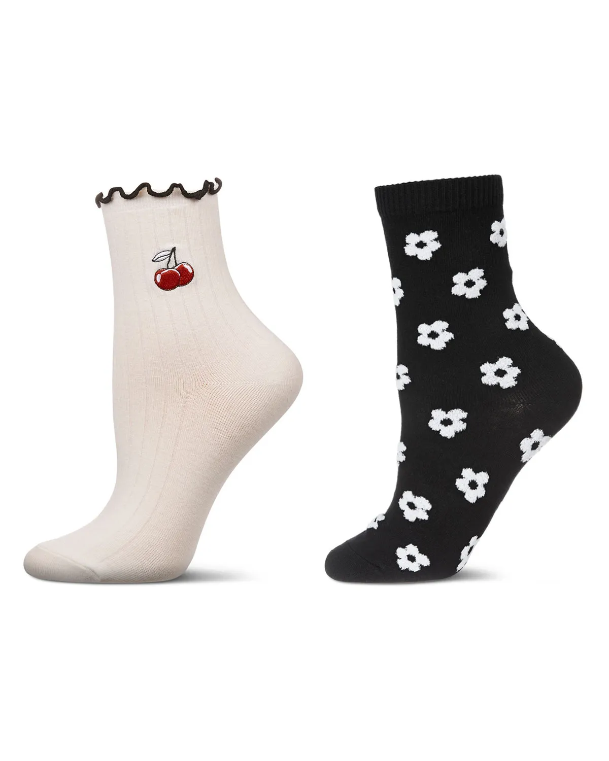 2 Pair Women's Fashion Floral Crew Socks sold by MeMoi