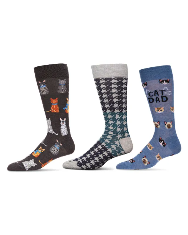 Men's 3 Pair Pack Novelty Pet Lovers Crew Socks sold by MeMoi