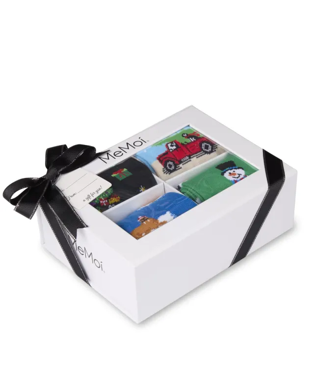 4 Pair Men's Christmas Novelty Crew Socks Gift Set sold by MeMoi