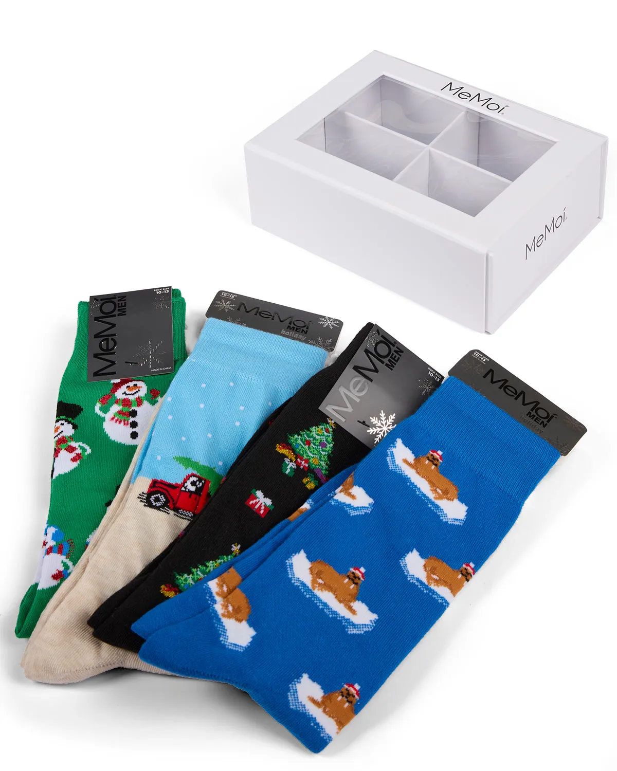 4 Pair Men's Christmas Novelty Crew Socks Gift Set sold by MeMoi product image thumbnail 2