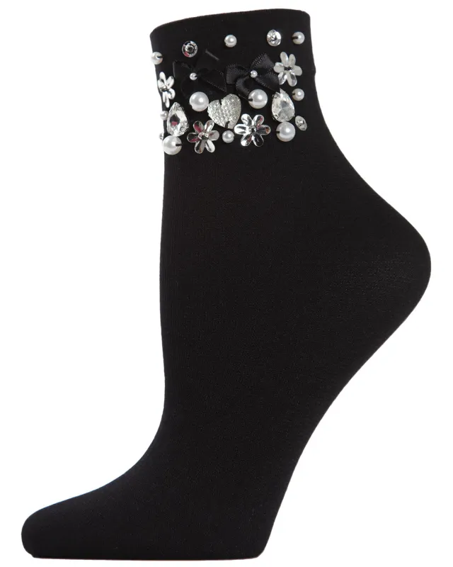 Women's "Mixed Emotion" Faux-Jewel-Trimmed Ankle Sock sold by MeMoi