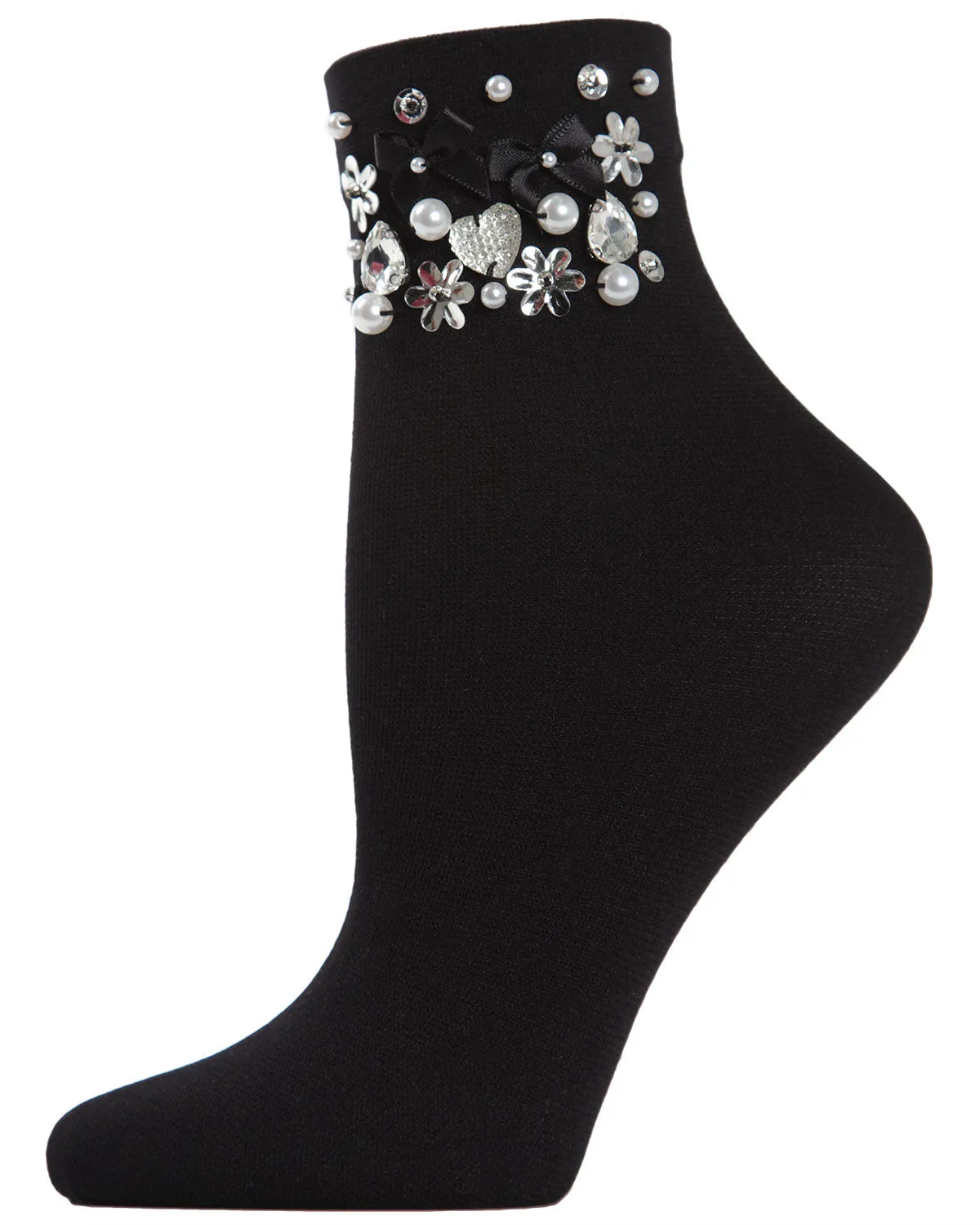 Women's "Mixed Emotion" Faux-Jewel-Trimmed Ankle Sock sold by MeMoi
