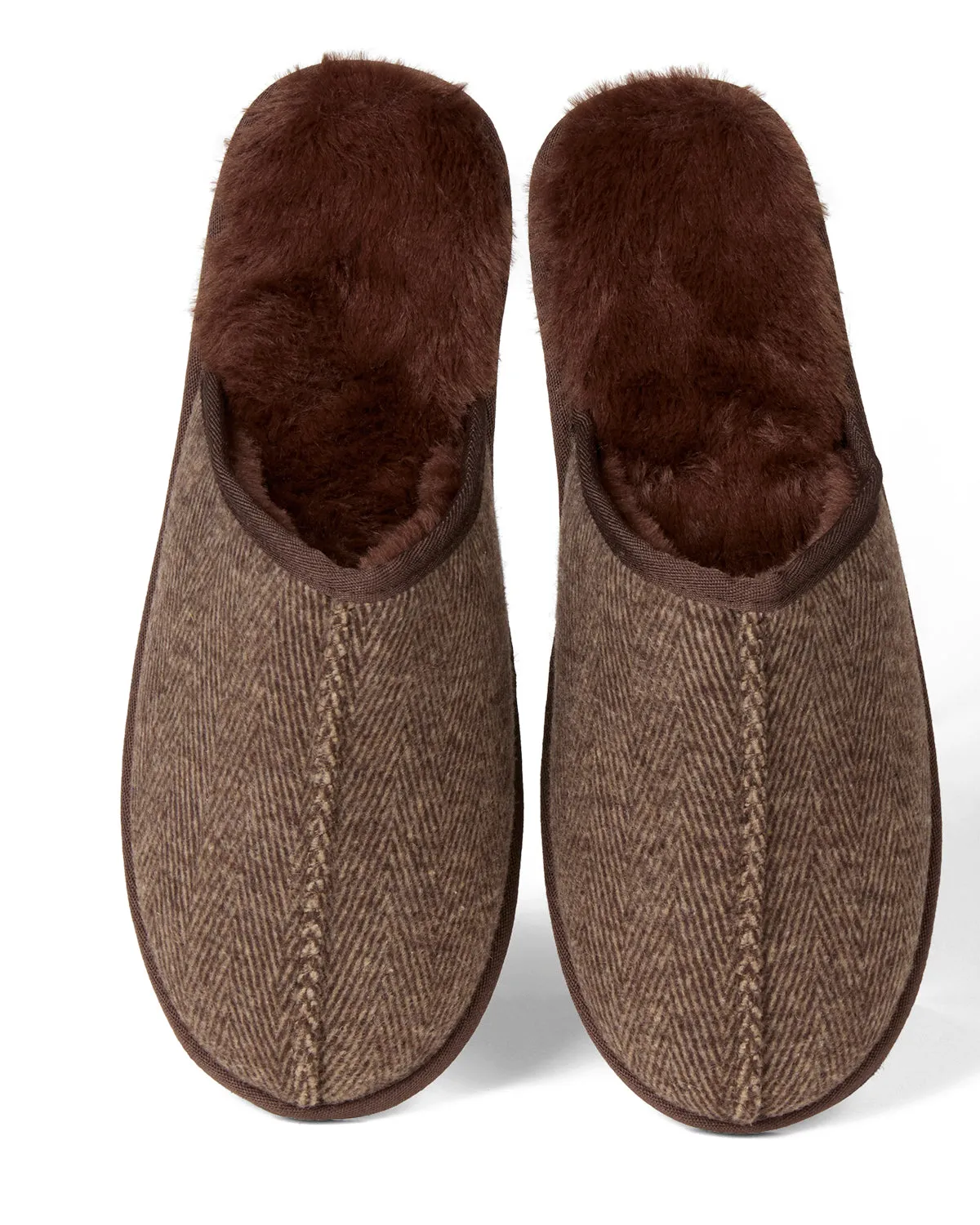 Men's Plush-Lined Herringbone Tweed Scuff Slipper sold by MeMoi product image thumbnail 3