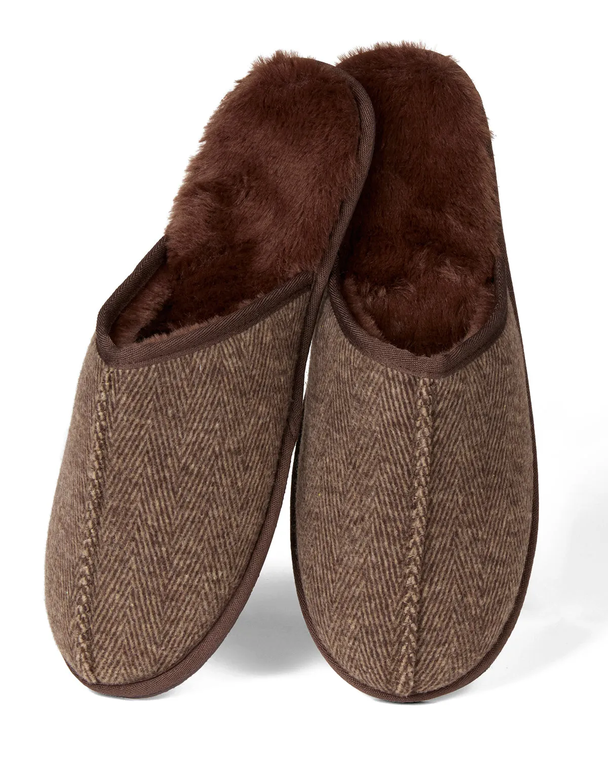 Men's Plush-Lined Herringbone Tweed Scuff Slipper sold by MeMoi product image thumbnail 2