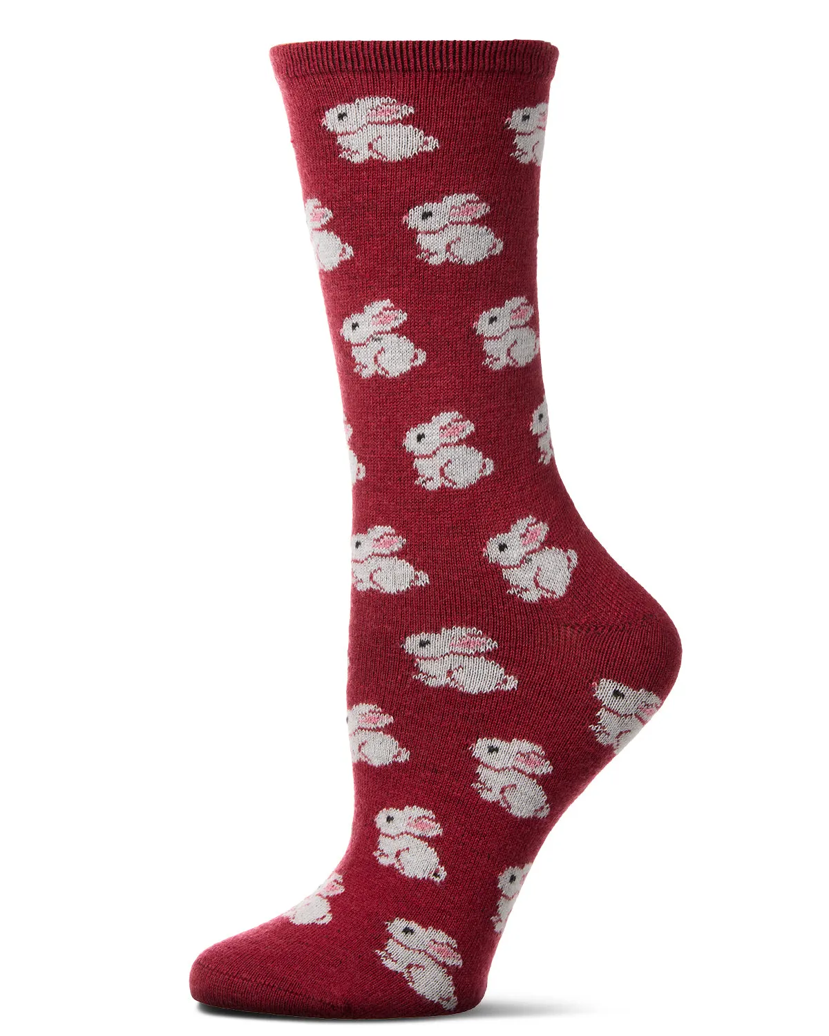 Women's "Bunny Rabbits" Cashmere Blend Novelty Crew Sock sold by MeMoi