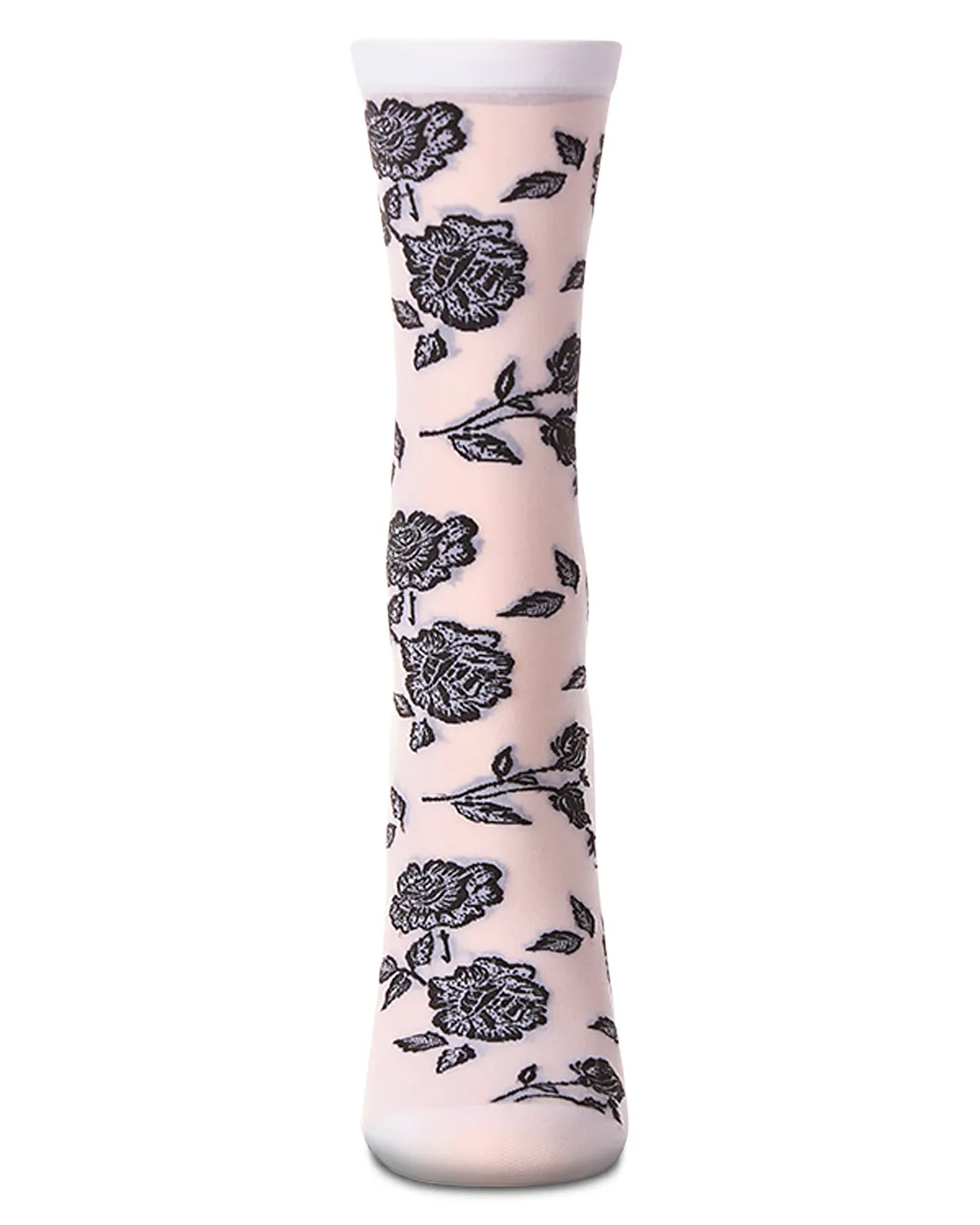 Women's All-Over Fancy Floral Sheer Crew Sock sold by MeMoi product image thumbnail 4
