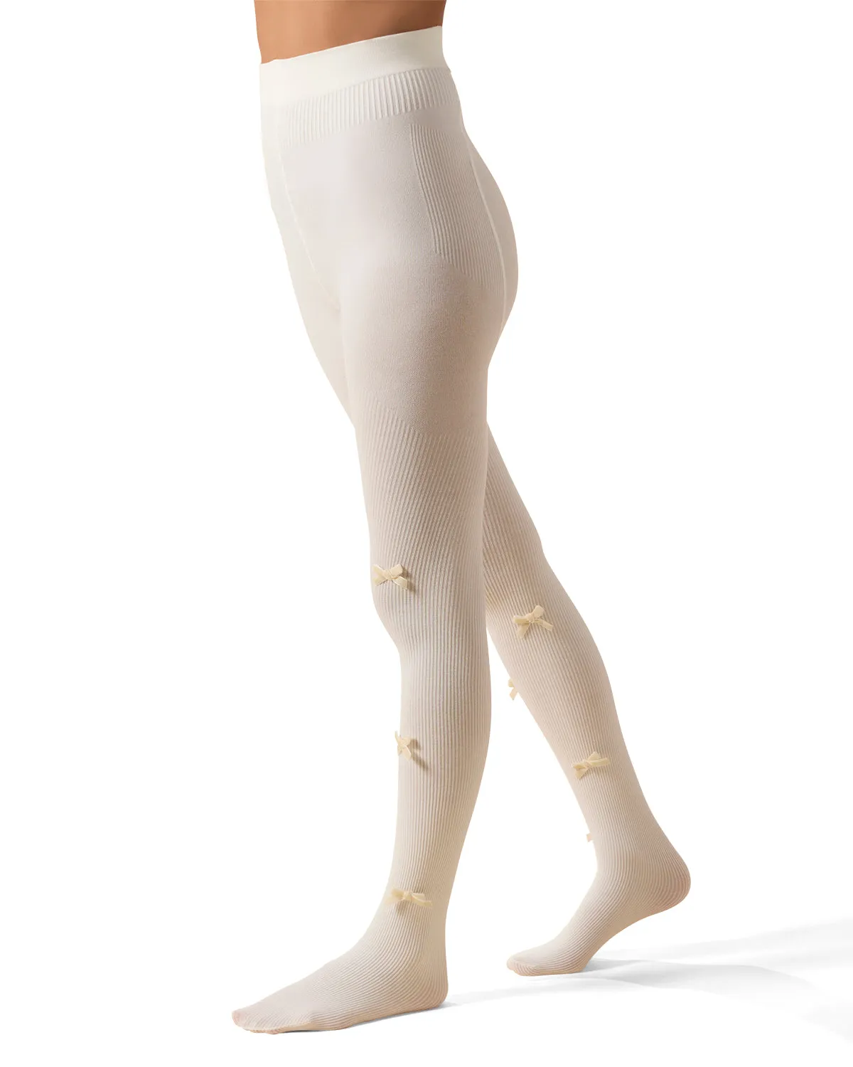 Women's Ribbed Velvety-Bow-Trimmed Cotton Blend Tights sold by MeMoi product image thumbnail 5