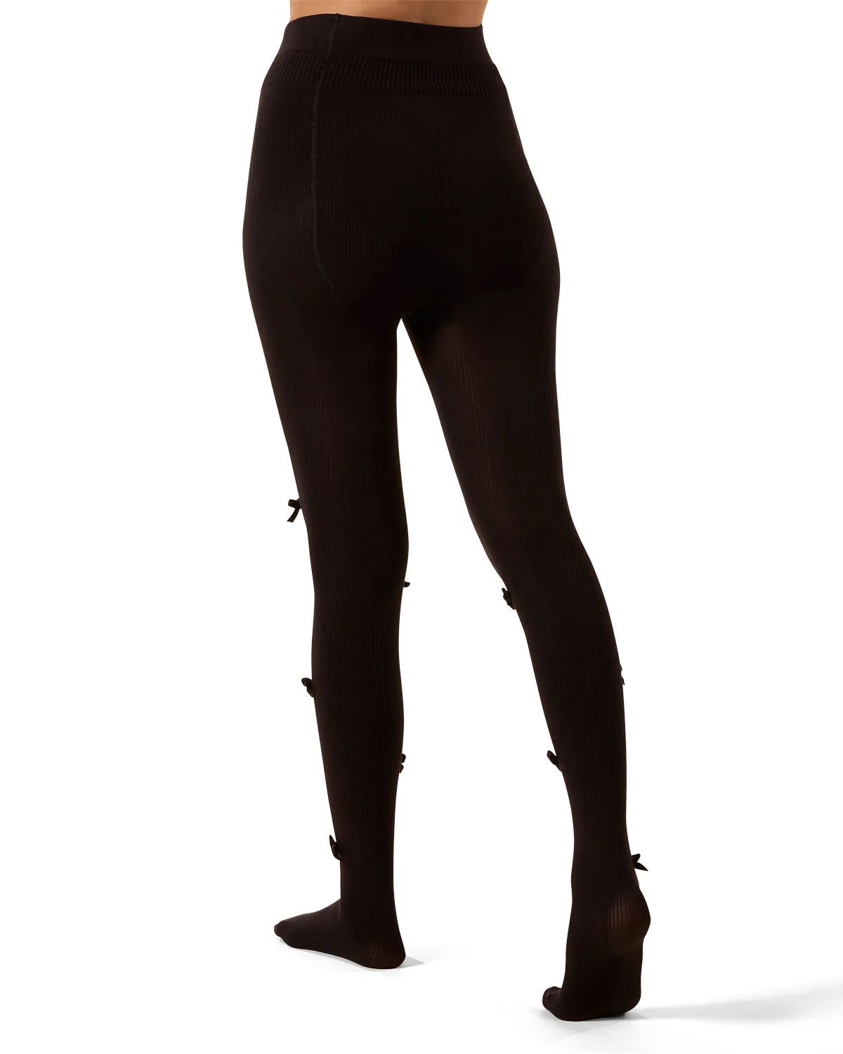 Women's Ribbed Velvety-Bow-Trimmed Cotton Blend Tights sold by MeMoi product image thumbnail 4