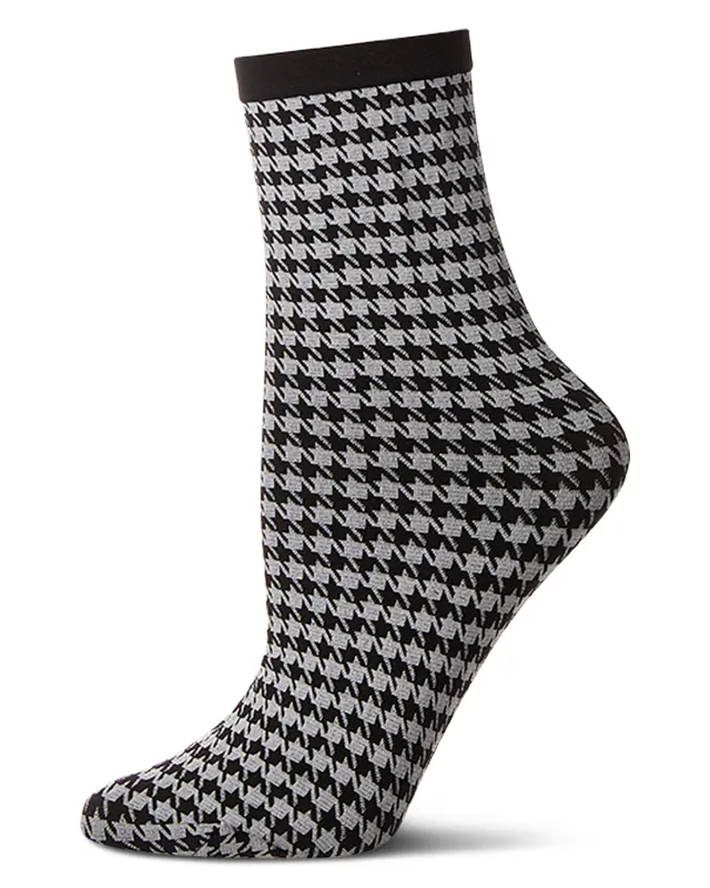 Women's Opaque Houndstooth Crew Sock sold by MeMoi