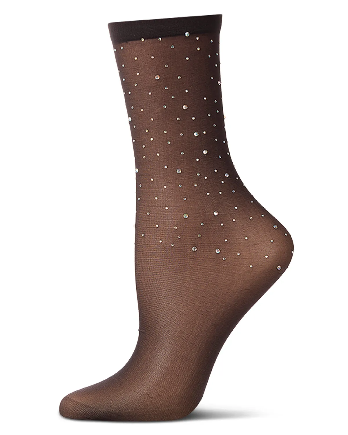 Women's All-Over Rhinestone Studded Sheer Crew Sock sold by MeMoi