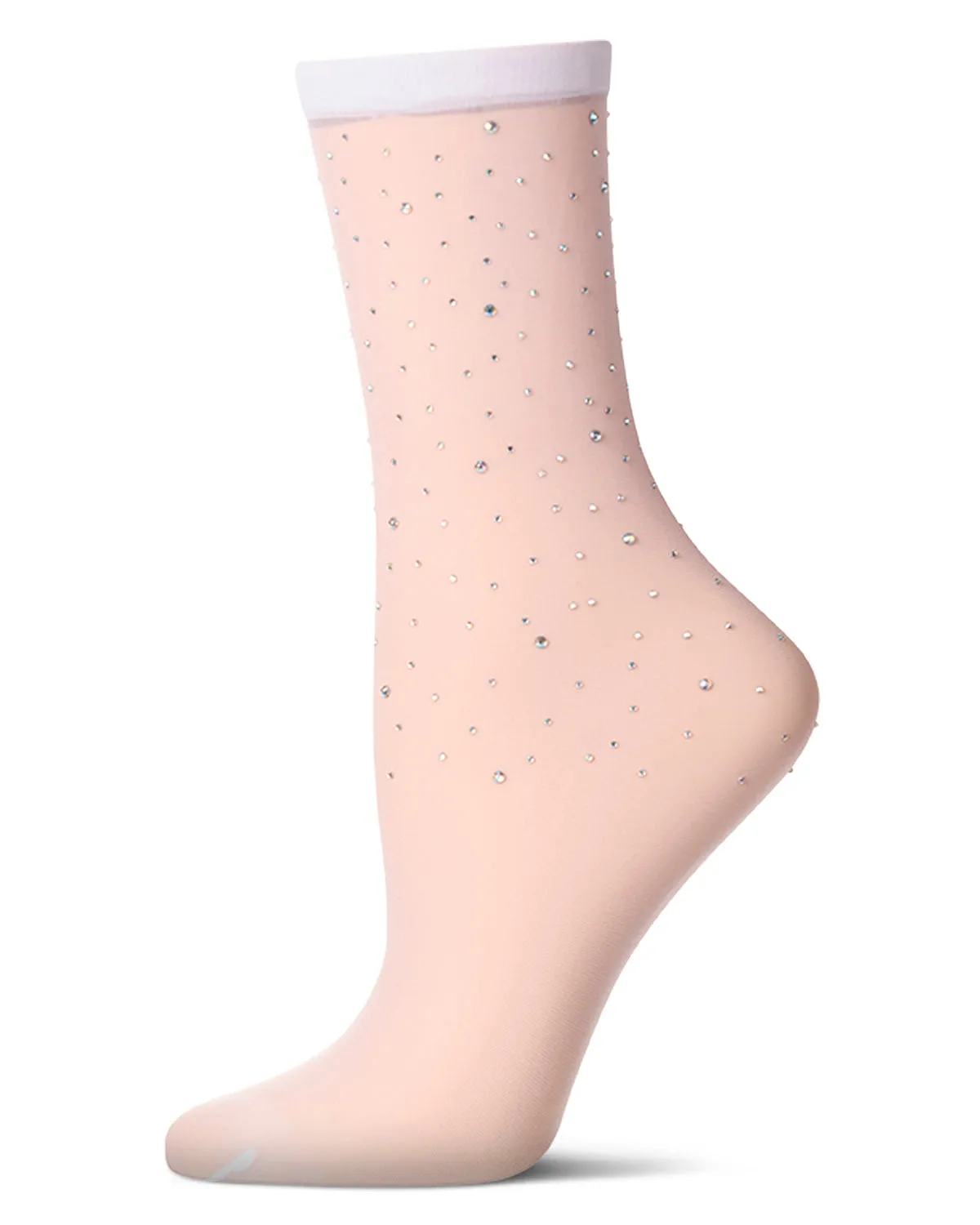 Women's All-Over Rhinestone Studded Sheer Crew Sock sold by MeMoi product image thumbnail 3