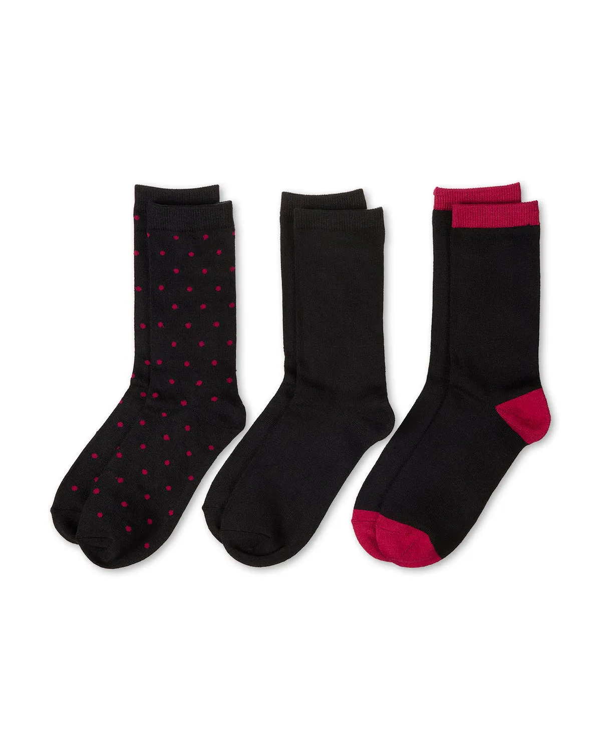 3 Pairs Women's ButterSoft Polytam Polka Dot and Solid Colors Crew Socks sold by MeMoi product image thumbnail 5