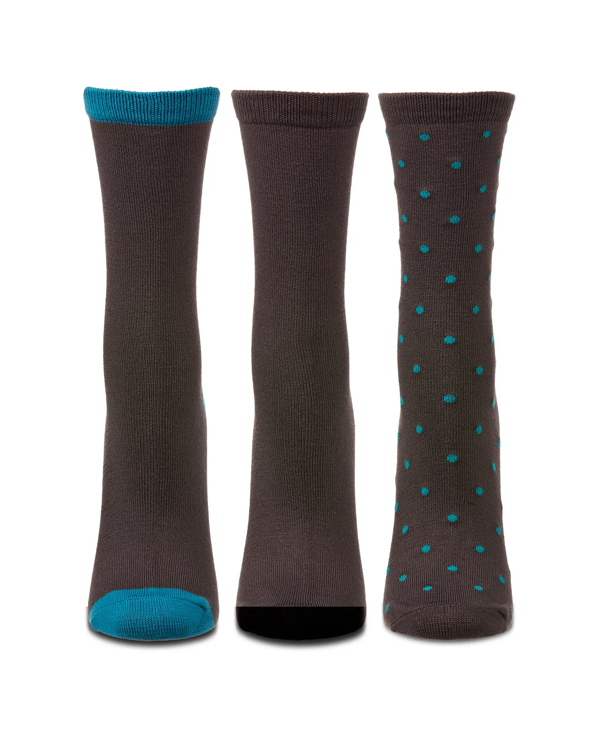 3 Pairs Women's ButterSoft Polytam Polka Dot and Solid Colors Crew Socks sold by MeMoi product image thumbnail 4