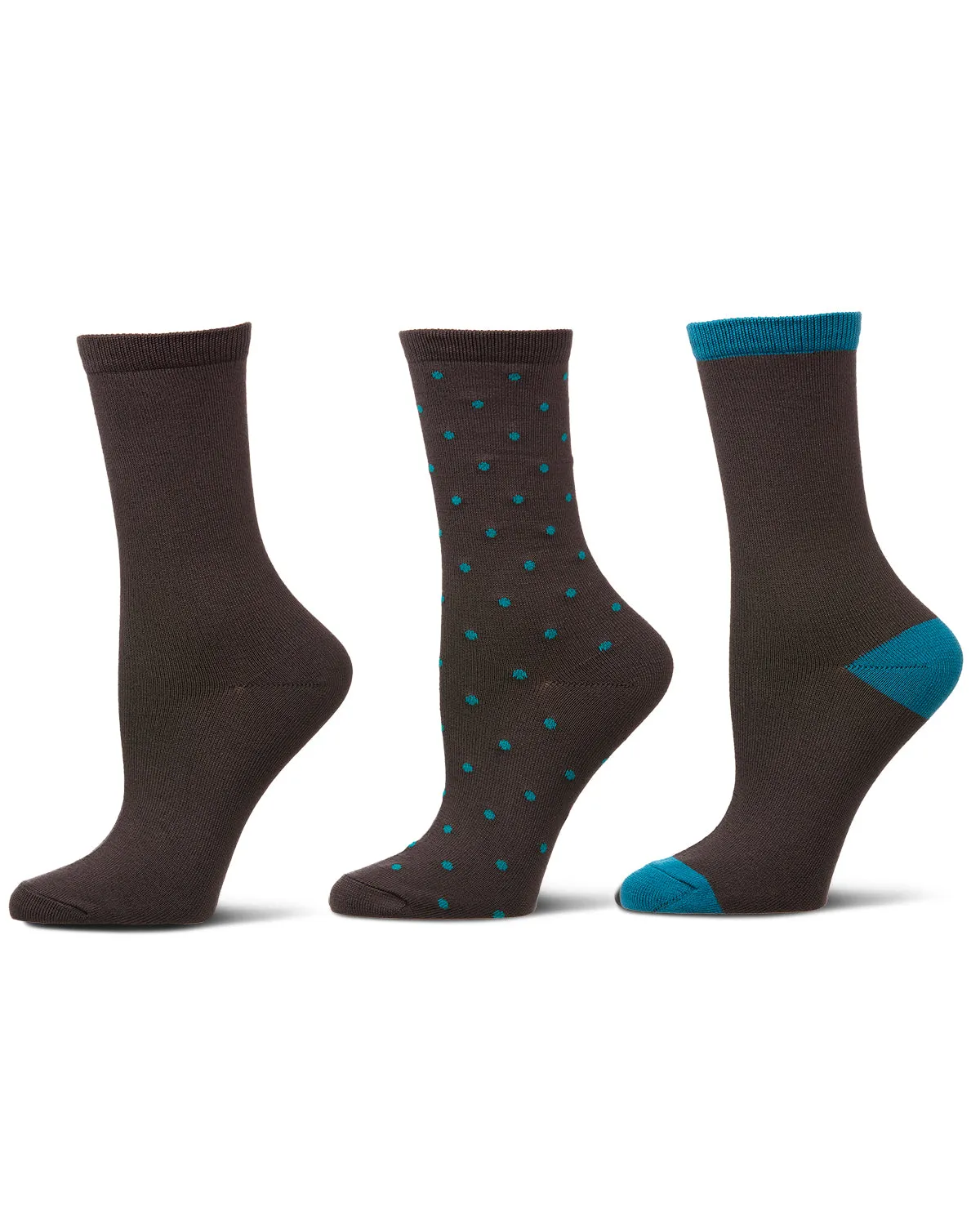 3 Pairs Women's ButterSoft Polytam Polka Dot and Solid Colors Crew Socks sold by MeMoi product image thumbnail 2