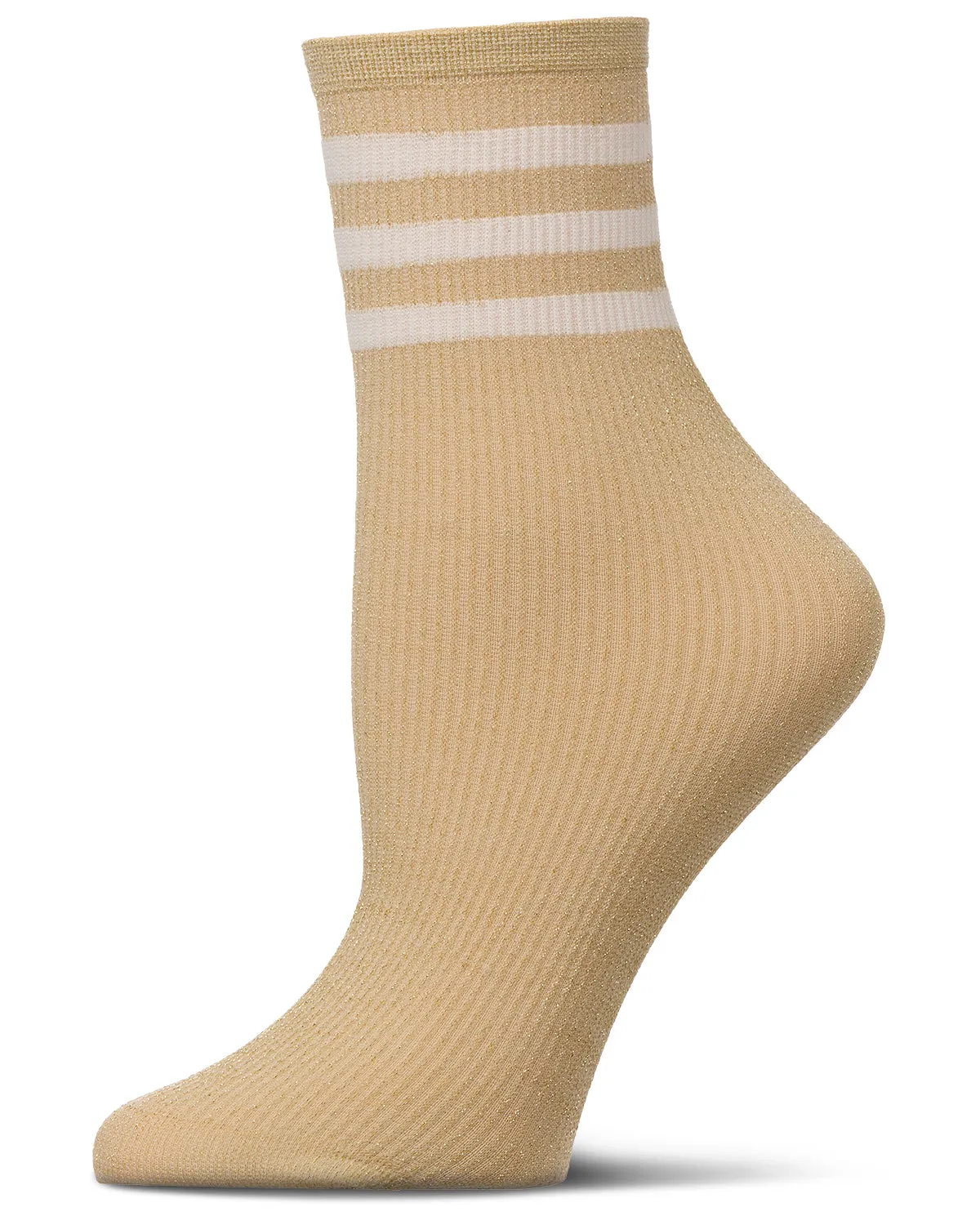 Women's Shimmery Sporty Stripe Crew Sock sold by MeMoi product image thumbnail 2