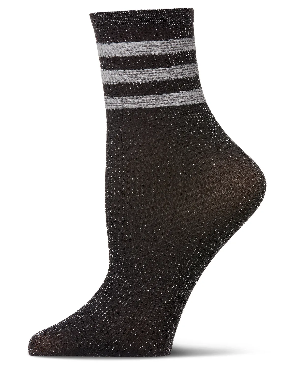 Women's Shimmery Sporty Stripe Crew Sock sold by MeMoi