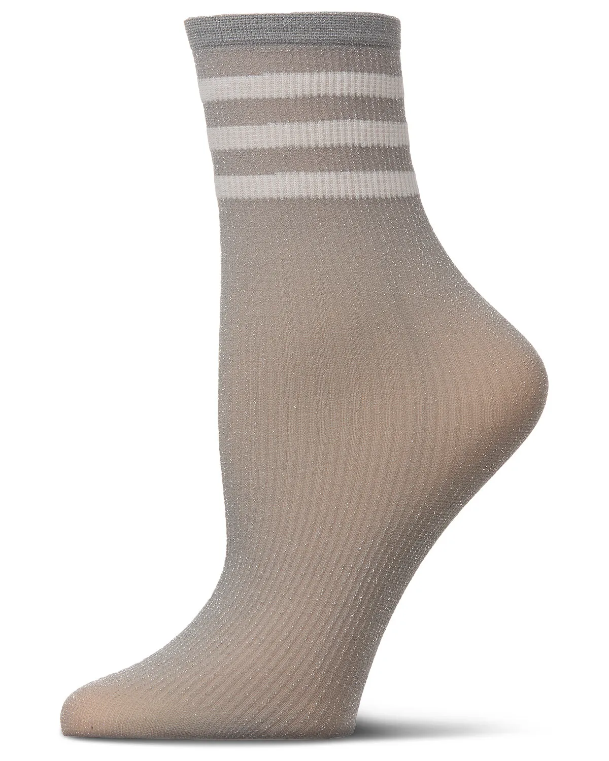 Women's Shimmery Sporty Stripe Crew Sock sold by MeMoi product image thumbnail 3