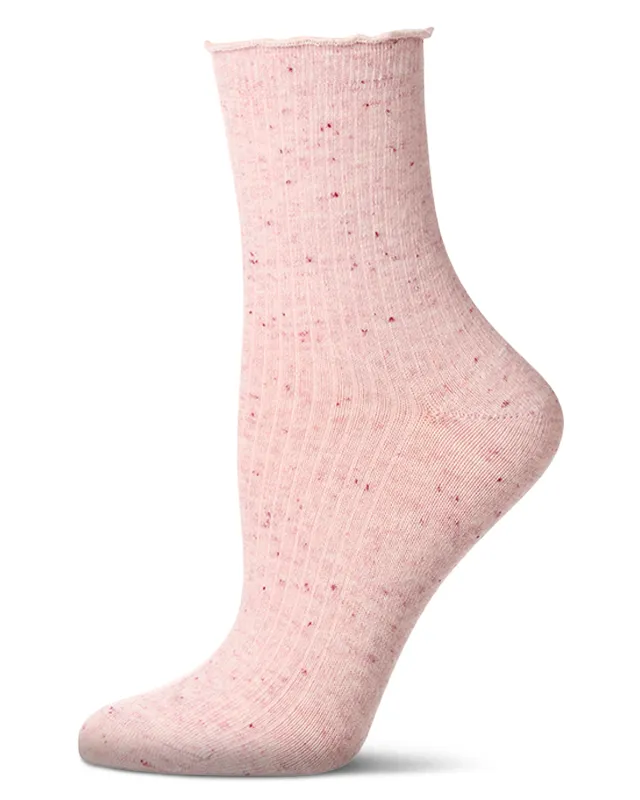 Women's Vintage Ribbed Multi-Flecked Lettuce Edge Crew Sock sold by MeMoi