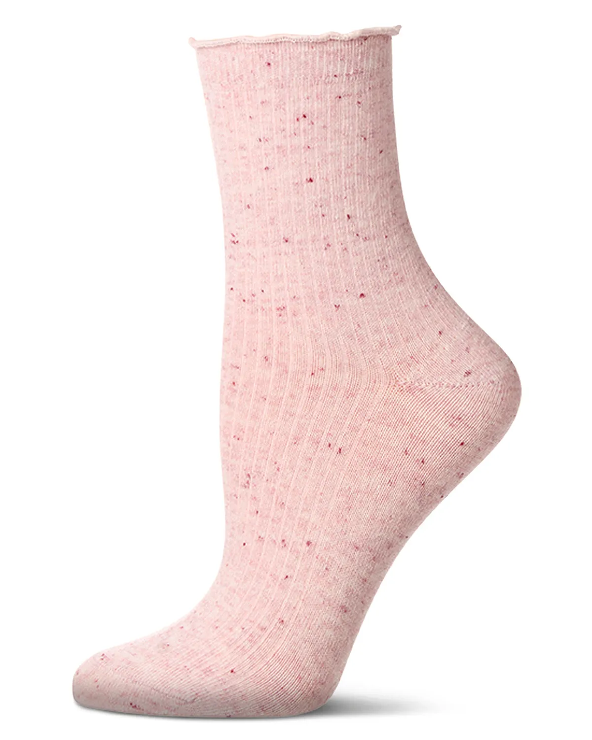Women's Vintage Ribbed Multi-Flecked Lettuce Edge Crew Sock sold by MeMoi