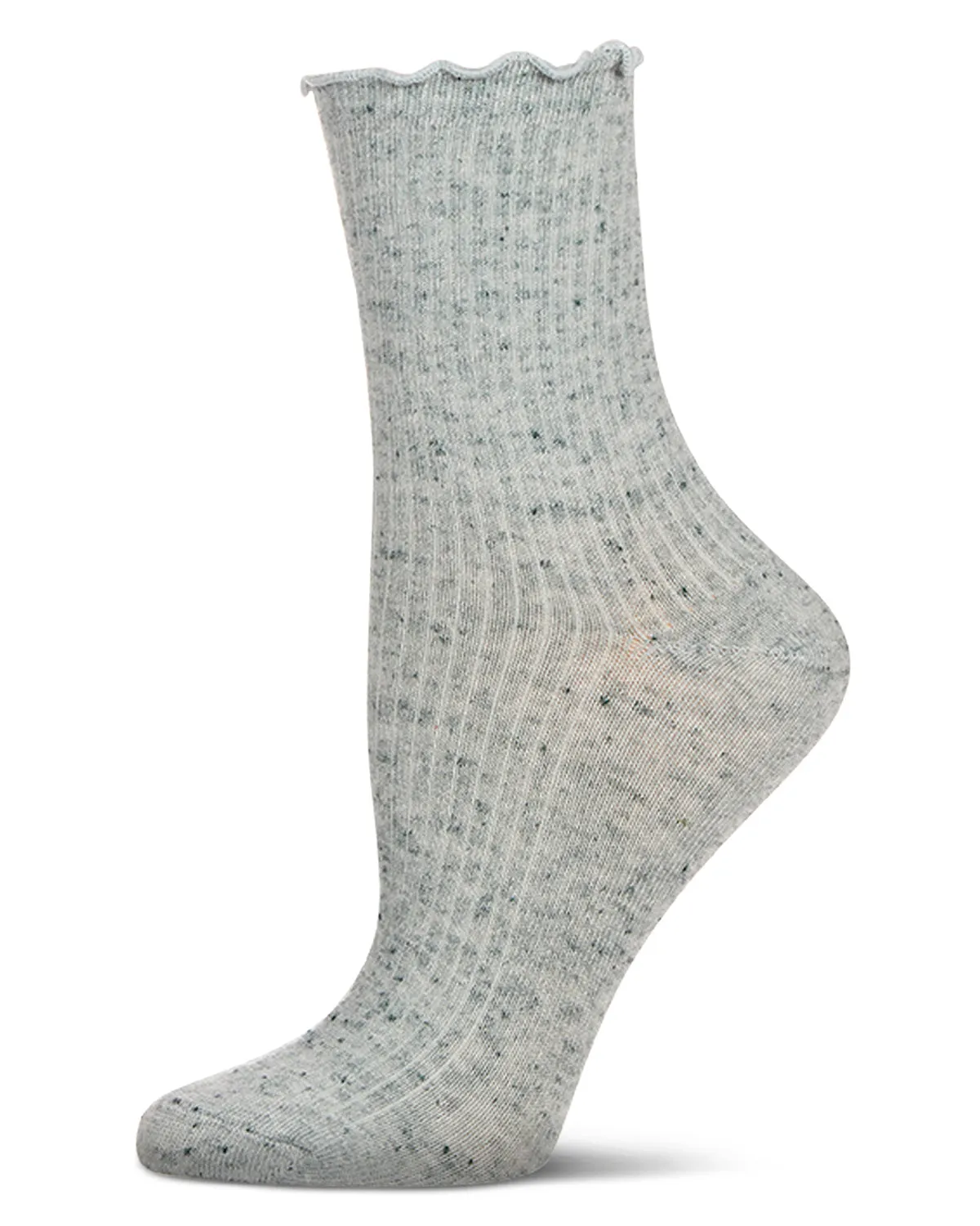 Women's Vintage Ribbed Multi-Flecked Lettuce Edge Crew Sock sold by MeMoi product image thumbnail 4