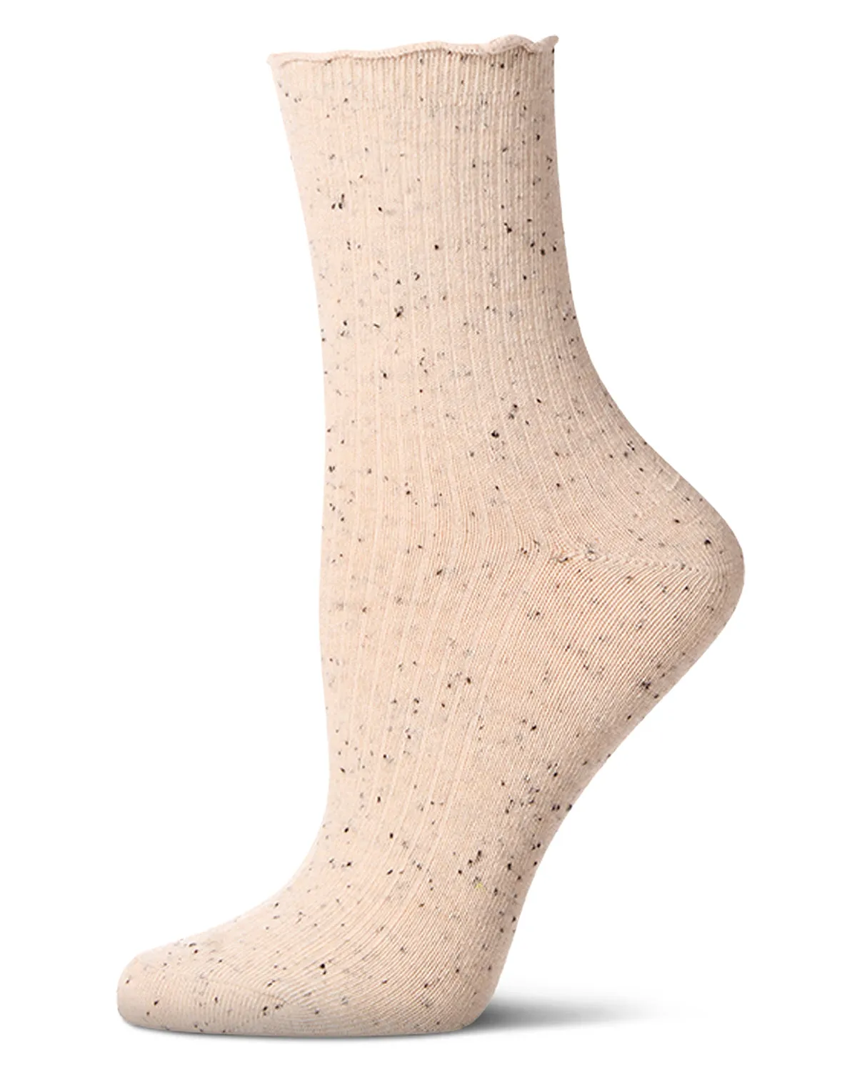 Women's Vintage Ribbed Multi-Flecked Lettuce Edge Crew Sock sold by MeMoi product image thumbnail 3