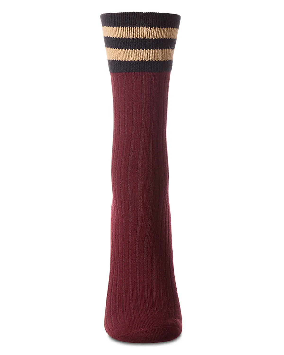 Women's Ribbed Cotton Rich Striped Cuff Crew Sock sold by MeMoi product image thumbnail 3