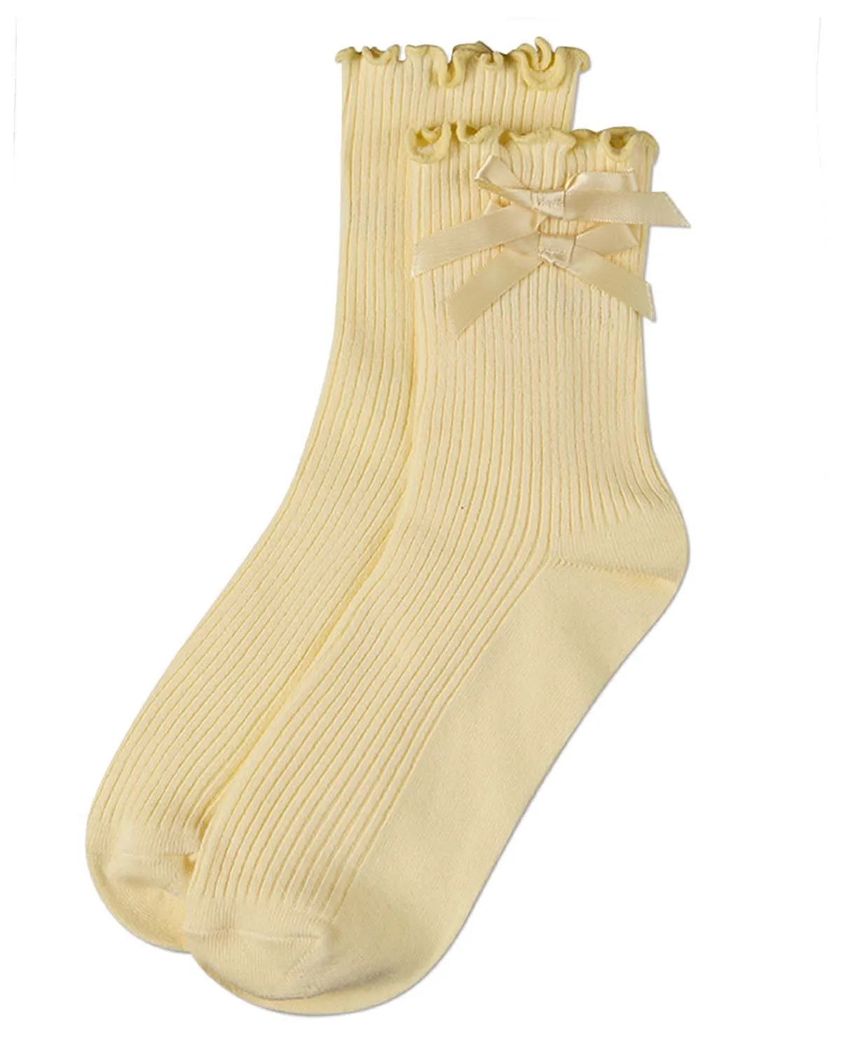 Women's Cotton Rich Lettuce Edge Bow-Trimmed Ankle Sock sold by MeMoi product image thumbnail 4