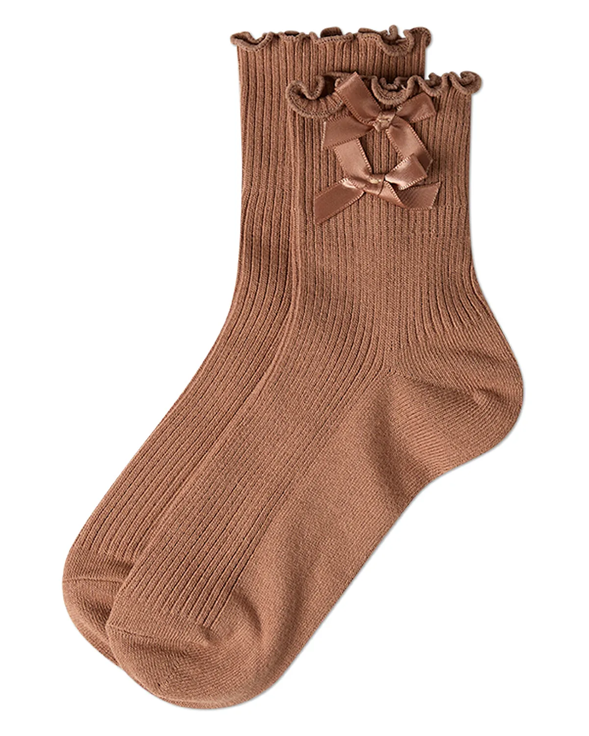 Women's Cotton Rich Lettuce Edge Bow-Trimmed Ankle Sock sold by MeMoi product image thumbnail 3