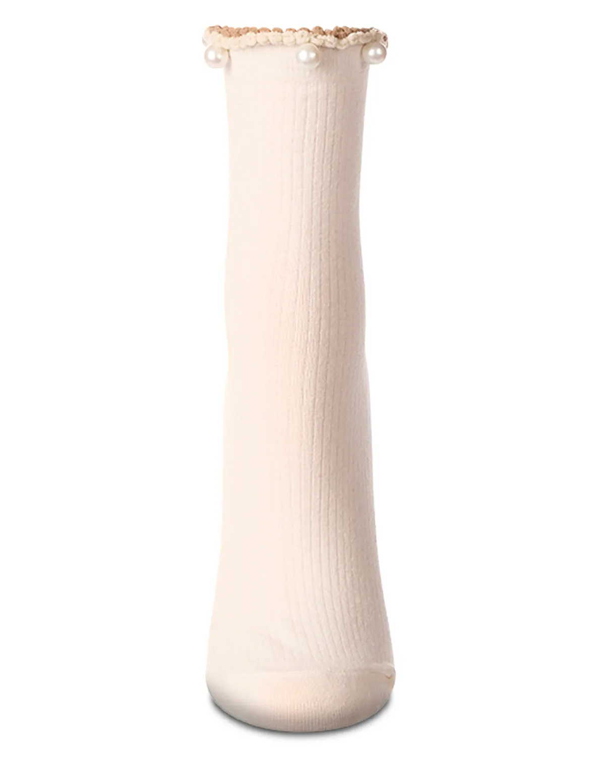 Women's Cotton Rich Faux Pearl Trimmed Lettuce Edge Ankle Sock sold by MeMoi product image thumbnail 4