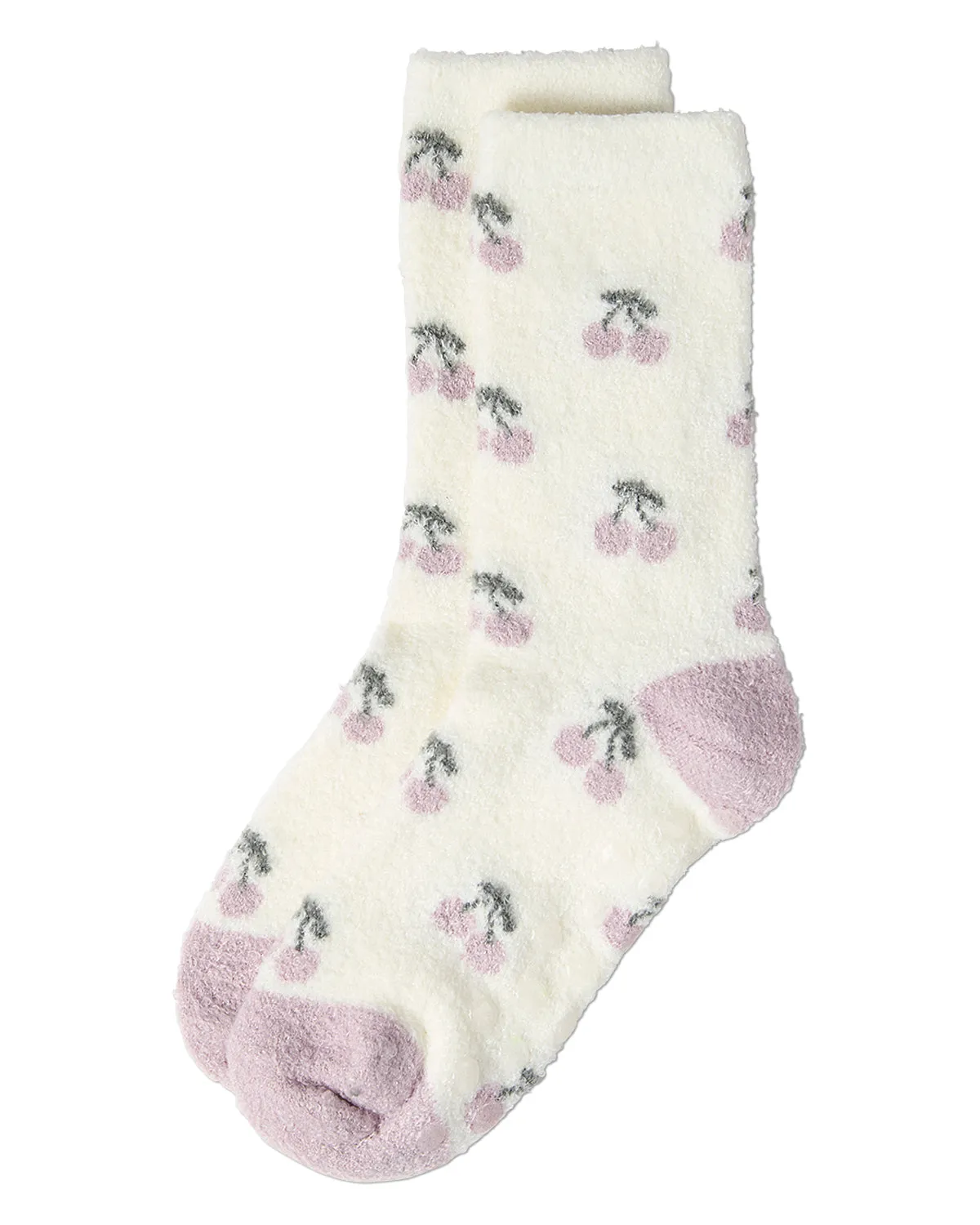 Women's "Cherries" Non-Skid Lavender Infused Crew-Length Cozy Spa Sock sold by MeMoi product image thumbnail 3