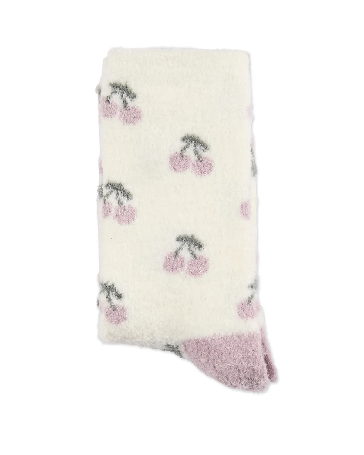 Women's "Cherries" Non-Skid Lavender Infused Crew-Length Cozy Spa Sock sold by MeMoi product image thumbnail 4