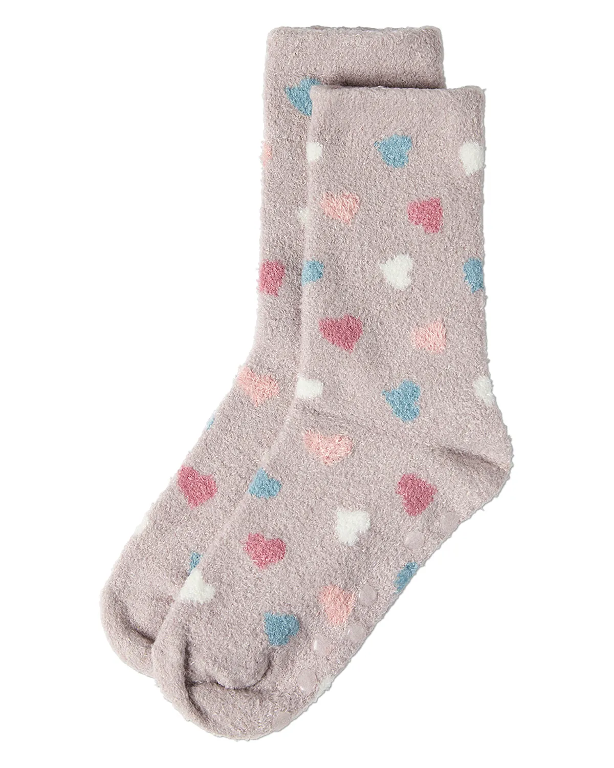 Women's "All Over Hearts" Non-Skid Lavender Infused Crew-Length Cozy Spa Sock sold by MeMoi product image thumbnail 3