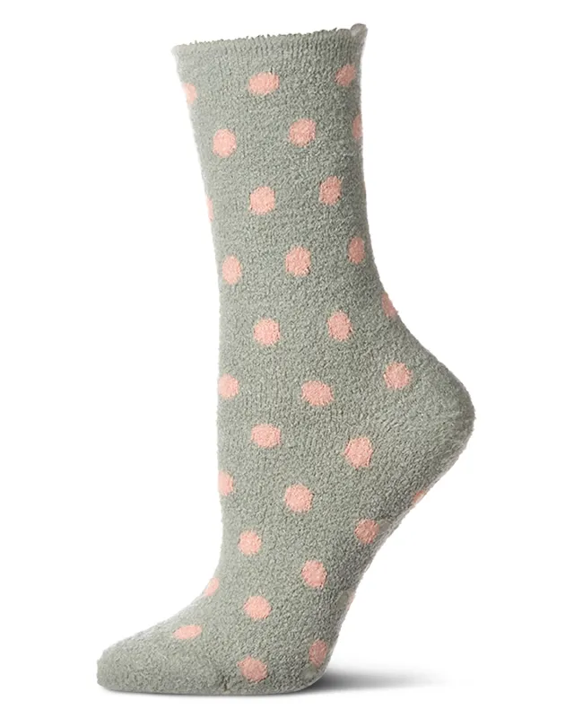 Women's Polka Dot Non-Skid Lavender Infused Crew-Length Cozy Spa Sock sold by MeMoi