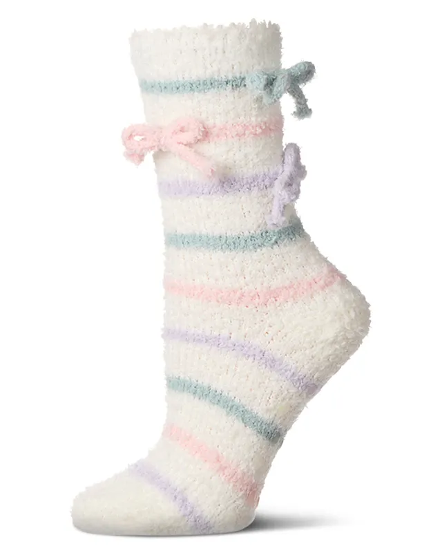 Women's Triple Bow Extra-Plush Non-Skid Cozy Crew Sock sold by MeMoi