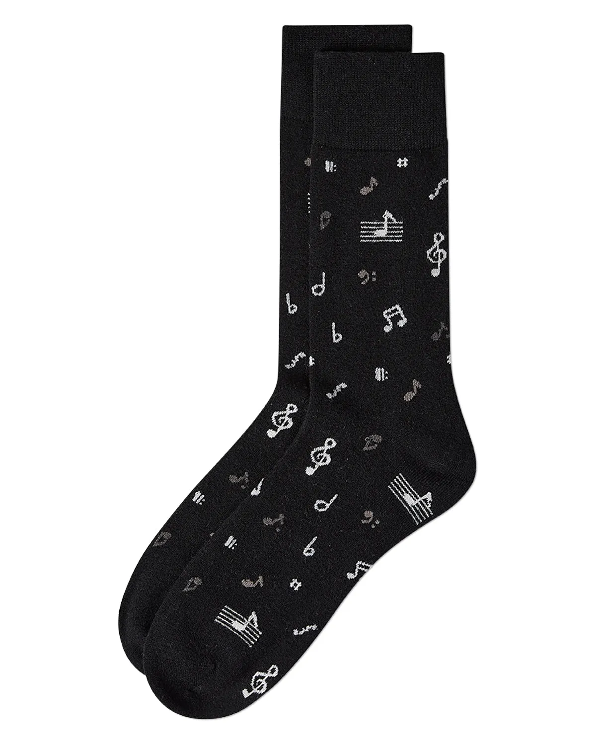Men's "Musical Notes" Cashmere Blend Novelty Crew Sock sold by MeMoi product image thumbnail 3