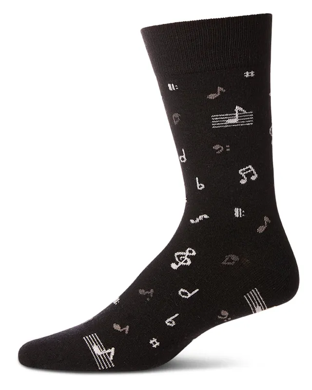 Men's "Musical Notes" Cashmere Blend Novelty Crew Sock sold by MeMoi