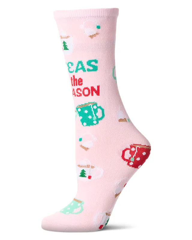 Women's "Teas The Season" Christmas Novelty Sock with Greeting Card made by MeMoi