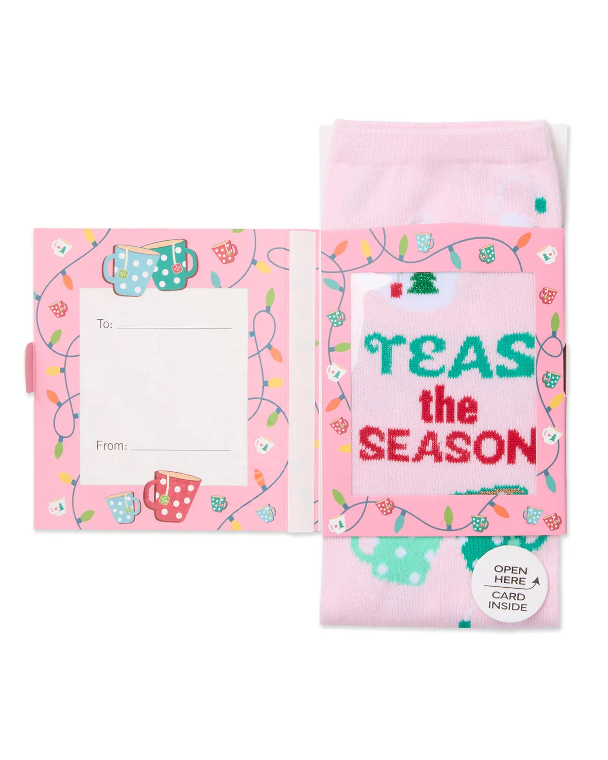 Women's "Teas The Season" Christmas Novelty Sock with Greeting Card sold by MeMoi product image thumbnail 3