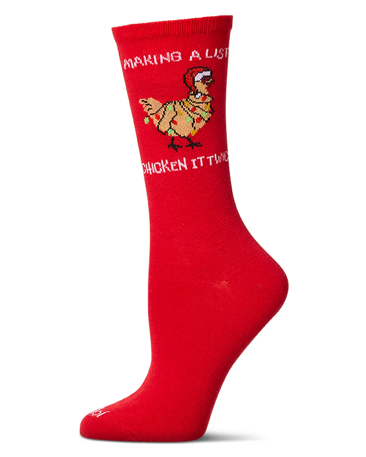 Women's "Chicken It Twice" Christmas Holiday Novelty Crew Sock sold by MeMoi