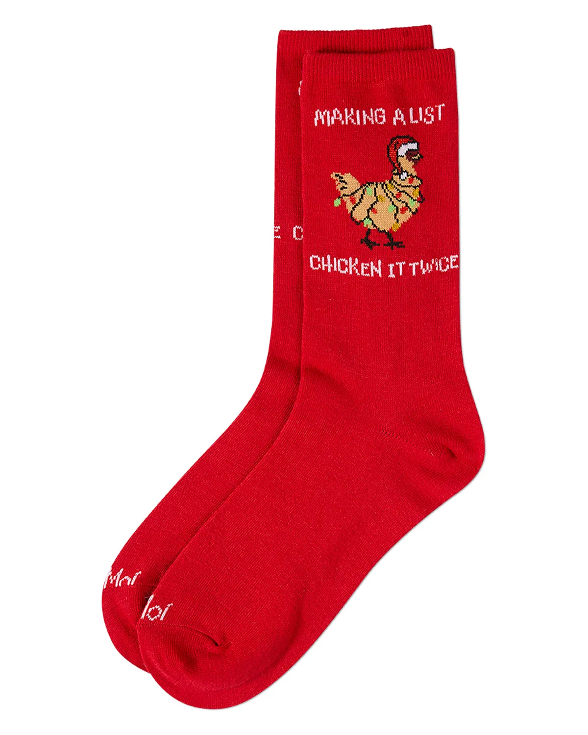 Women's "Chicken It Twice" Christmas Holiday Novelty Crew Sock sold by MeMoi product image thumbnail 3