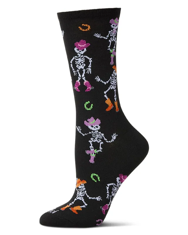 Women's "Howdy Skeletons" Halloween Holiday Novelty Crew Sock sold by MeMoi